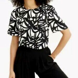 J.Crew 365 Abstract Print Blouse – Black & White – Size 0 – NWT